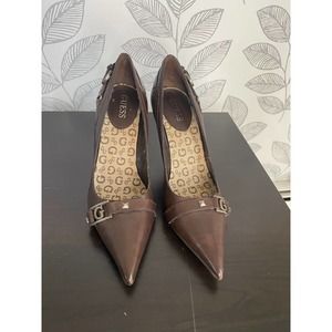 Guess Leather Point Heel with Buckle, Size 6